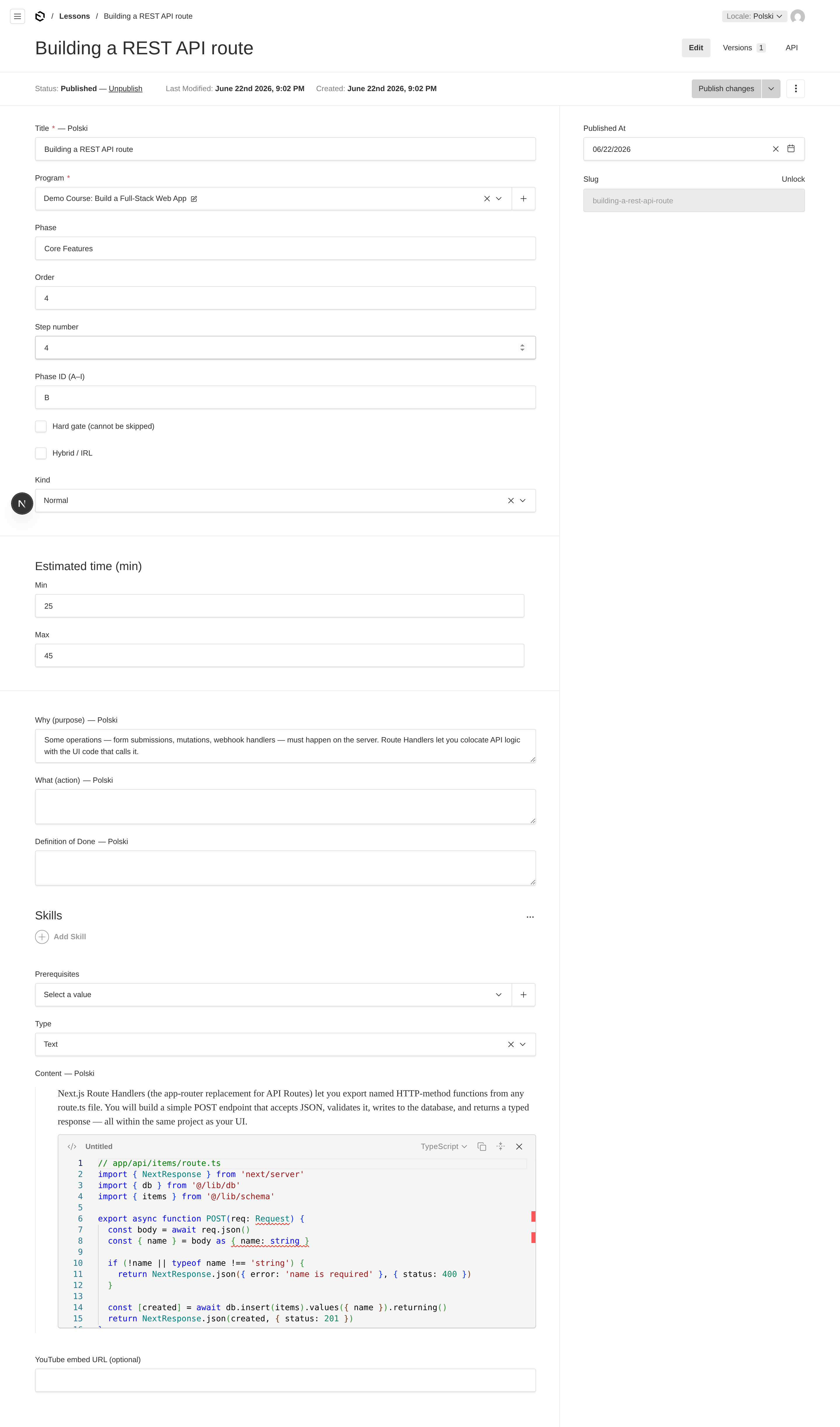 Lesson editor (Lexical)